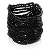 Black Glass Herring Wide Bracelet - Size S/M
