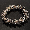 Vintage Floral Flex Bracelet (Antique Silver Tone)