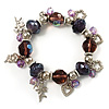 Lilac Bead Charm Flex Bracelet (Silver Tone)