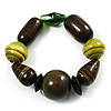 Chunky Olive Wood Bead Flex Bracelet - 18cm Length