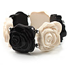 Black & White Acrylic Rose Flex Bracelet