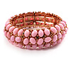 Light Pink Acrylic Flex Bangle Bracelet (Gold Tone)