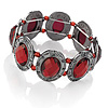 Gun Metal Red Acrylic Oval Flex Bracelet -19cm Length