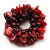 Chunky Burgundy Red Shell And Bead Flex Bracelet