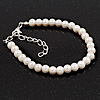 Classic Imitation Pearl Bracelet In Silver Tone Finish (6mm) - 16cm length with 4cm extension