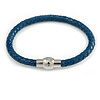 Navy Blue Leather Magnetic Bracelet -up to 20cm Length