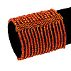 Wide Orange Glass Bead Flex Bracelet - up to 19cm wrist