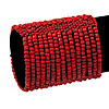 Wide Coral Red Glass Bead Flex Bracelet - up to 19cm wrist