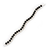 Black/Clear Swarovski Crystal Curved Bracelet In Rhodium Plated Metal - 17cm Length