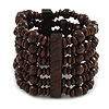 Dark Brown Multistrand Wood Bead Bracelet - up to 18cm wrist