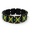Black Wooden 'Jamaica Flag' Stretch Bracelet - up to 20cm length