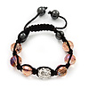 Transparent Pink & Clear Crystal Balls Swarovski Buddhist Bracelet -10mm - Adjustable