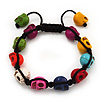 Unisex Multicoloured Skull Shape Stone Beads Buddhist Bracelet - Adjustable
