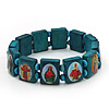 Stretch Teal Wooden Saints Bracelet / Jesus Bracelet / All Saints Bracelet - Up to 20cm Length