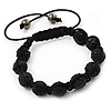 Unisex Buddhist Bracelet Crystal Jet Black Swarovski Crystal Beads 10mm - Adjustable
