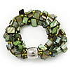3-Strand Green Shell Composite Flex Bracelet - 21cm Length