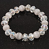 White/Transparent Glass Bead Flex Bracelet - 18cm Length