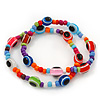 Set Of 2 Multicoloured 'Evil Eye' Flex Teen Bracelets - Adjustable