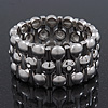 Matt/Polished Silver Bar Crystal Flex Bracelet - 18cm Length