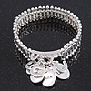 Silver Plated Charm 'Horseshoe & Luck' Flex Bracelet - 19cm Length