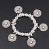 Silver Plated Metal Ring 'Indian Sun' Charm Flex Bracelet - 18cm Length