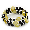 Acrylic & Shell Bead Coil Flex Bangle Bracelet (Lime Green and Black) - Adjustable