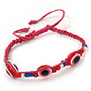 Evil Eye Acrylic Bead Protection Friendship Cord Bracelet In Pink - Adjustable