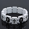 White/Black Wood Flex 'Cross' Bracelet - up to 20cm Length