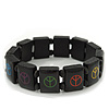 Black Wooden 'Peace' Flex Bracelet - Adjustable