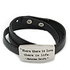 Black Leather Gandhi Quote Wrap Bracelet (Silver Tone) - Adjustable - One size fits all