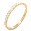 Thin Light Cream Enamel 'TICKLE THE IVORIES' Slip-On Bangle Bracelet In Gold Plating - 18cm Length