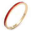 Thin Red Enamel 'TAKE HEART' Slip-On Bangle Bracelet In Gold Plating - 18cm Length