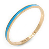 Thin Sky Blue Enamel 'RAIN OR SHINE' Slip-On Bangle Bracelet In Gold Plating - 18cm Length
