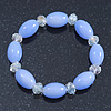 Violet Blue/ Transparent Glass Bead Stretch Bracelet - 17cm Length