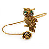 Gold Tone Topaz, Citrine Crystal Owl Palm Bracelet - Up to 19cm L/ Adjustable