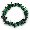 Forest Green Shell Nugget Stretch Bracelet - up to 19cm