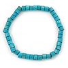 Unisex Teal Wood Bead Flex Bracelet - up to 21cm L