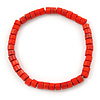 Unisex Red Wood Bead Flex Bracelet - up to 21cm L