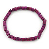 Unisex Purple/ Violet Wood Bead Flex Bracelet - up to 21cm L