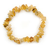 Dusty Yellow Semiprecious Nugget Stone Beads Flex Bracelet - 18cm L