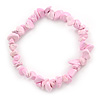 Baby Pink Semiprecious Nugget Stone Beads Flex Bracelet - 18cm L