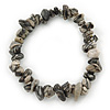 Grey Semiprecious Nugget Stone Beads Flex Bracelet - 18cm L