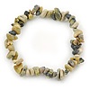 Grey/ Light Olive Semiprecious Nugget Stone Beads Flex Bracelet - 18cm L