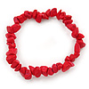 Rose Red Semiprecious Nugget Stone Beads Flex Bracelet - 18cm L