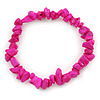 Deep Pink Semiprecious Nugget Stone Beads Flex Bracelet - 18cm L