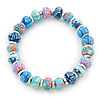 Blue Fimo Bead With Silver Tone Flex Bracelet - 18cm Length