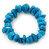 Turquoise Coloured Agate Chip Semi-Precious Stone Flex Bracelet - 18cm L