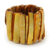 Wide Honey Yellow Shell Bar Stretch Bracelet - up to 20cm L