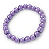 8mm Purple Pearl Style Single Strand Bead Flex Bracelet - 18cm L