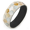Dotted Shell Round Bangle Bracelet (White, Cream) - 20cm L